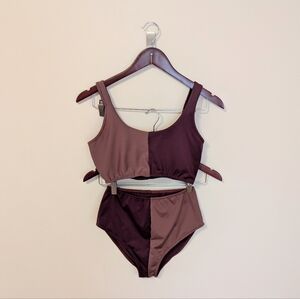 Hackwith Design House Two-Tone High waisted Bikini Set